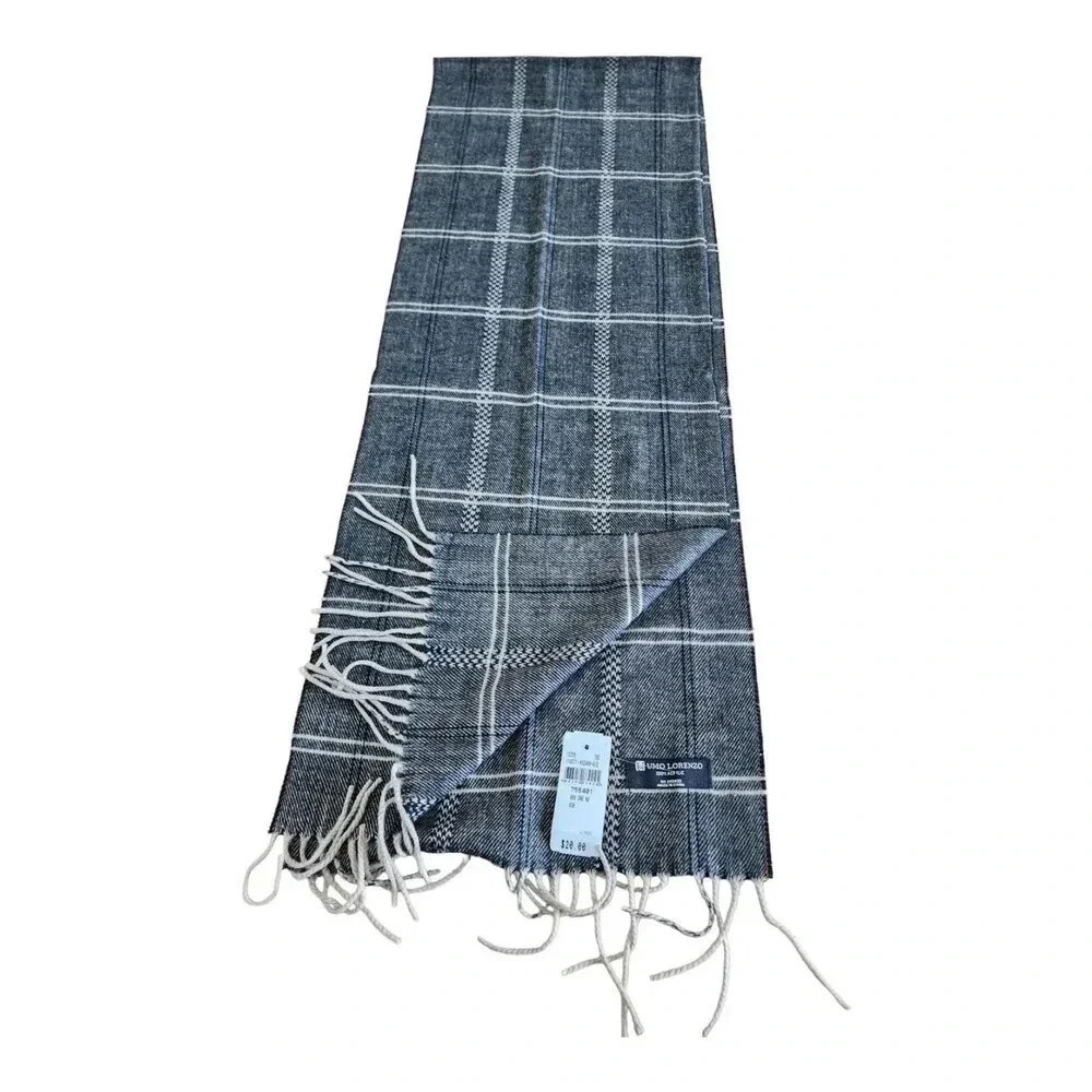 Umo Lorenzo Men’s Gray Plaid Acrylic Scarf